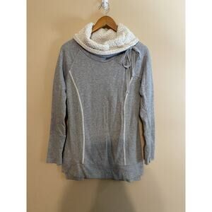 Maurices Women’s Gray Sweater Sherpa Cowl Neck Size Small